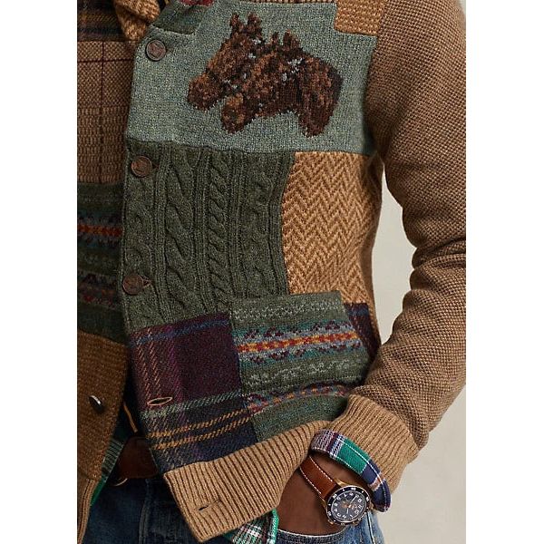 Polo patchwork outlet cardigan