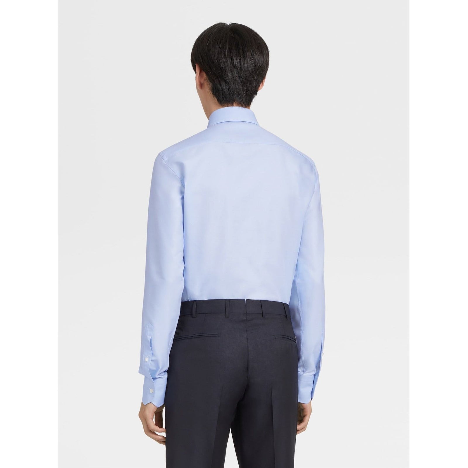 ZEGNA Light Blue Trofeo™ Cotton Long-sleeve Tailoring Shirt