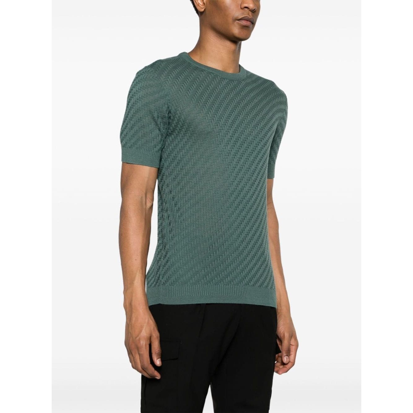 EMPORIO ARMANI ASV WOOL AND LYOCELL-BLEND JUMPER IN A FRONT AND BACK PLAIN KNIT - Yooto