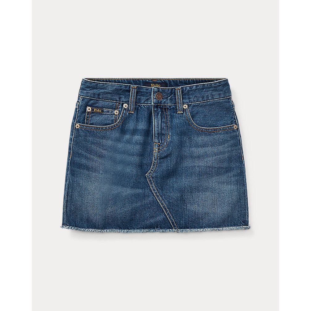 POLO RALPH LAUREN FRAYED COTTON DENIM SKIRT