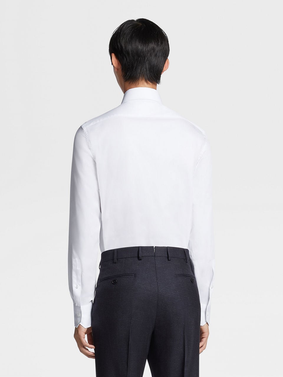 ZEGNA WHITE TROFEO™ 600 COTTON AND SILK LONG-SLEEVE TAILORING SHIRT