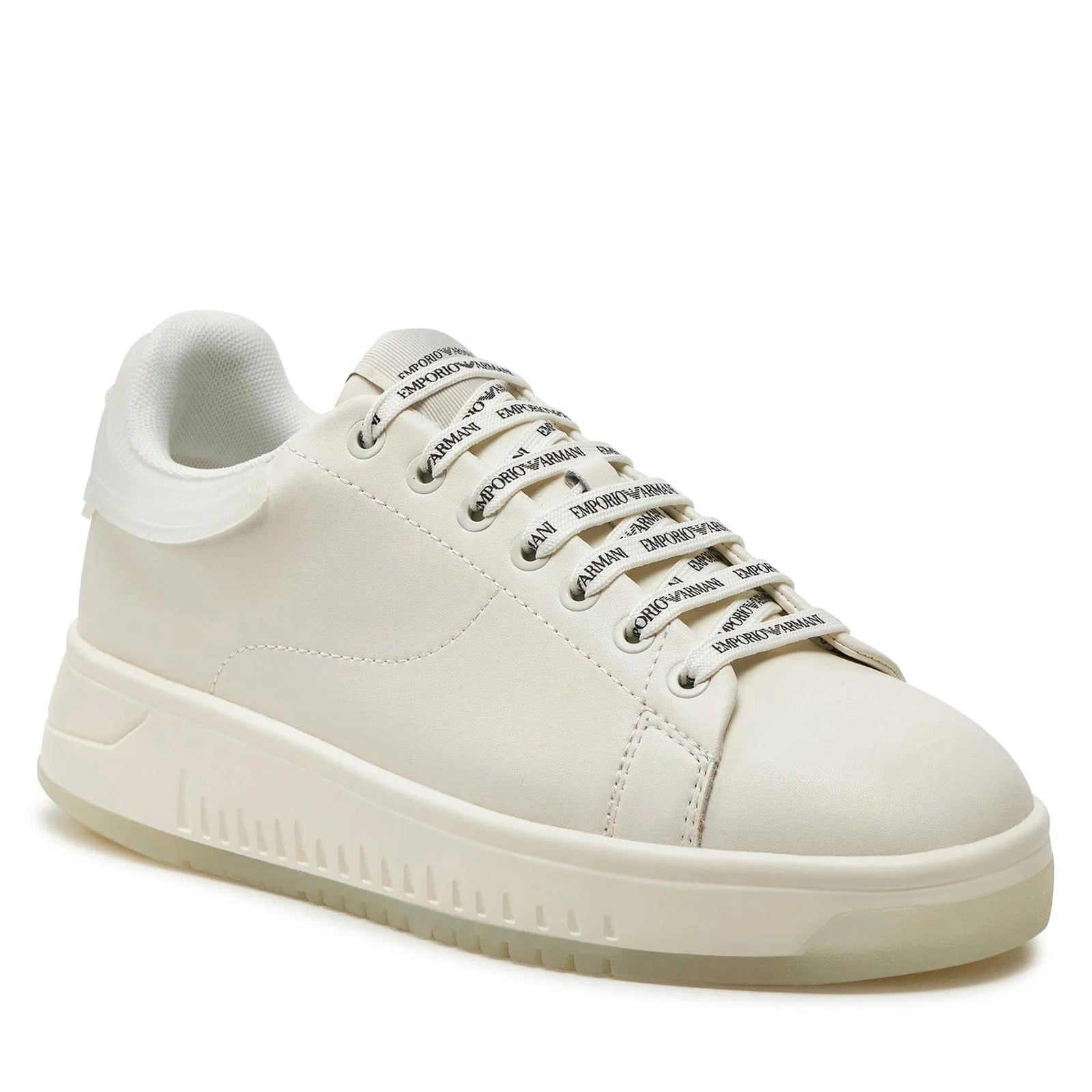 EMPORIO ARMANI LEATHER SNEAKERS WITH CONTRASTING RUBBER BACK - Yooto