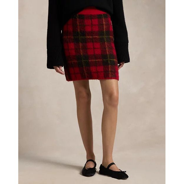 RALPH LAUREN Plaid Alpaca-Blend Miniskirt