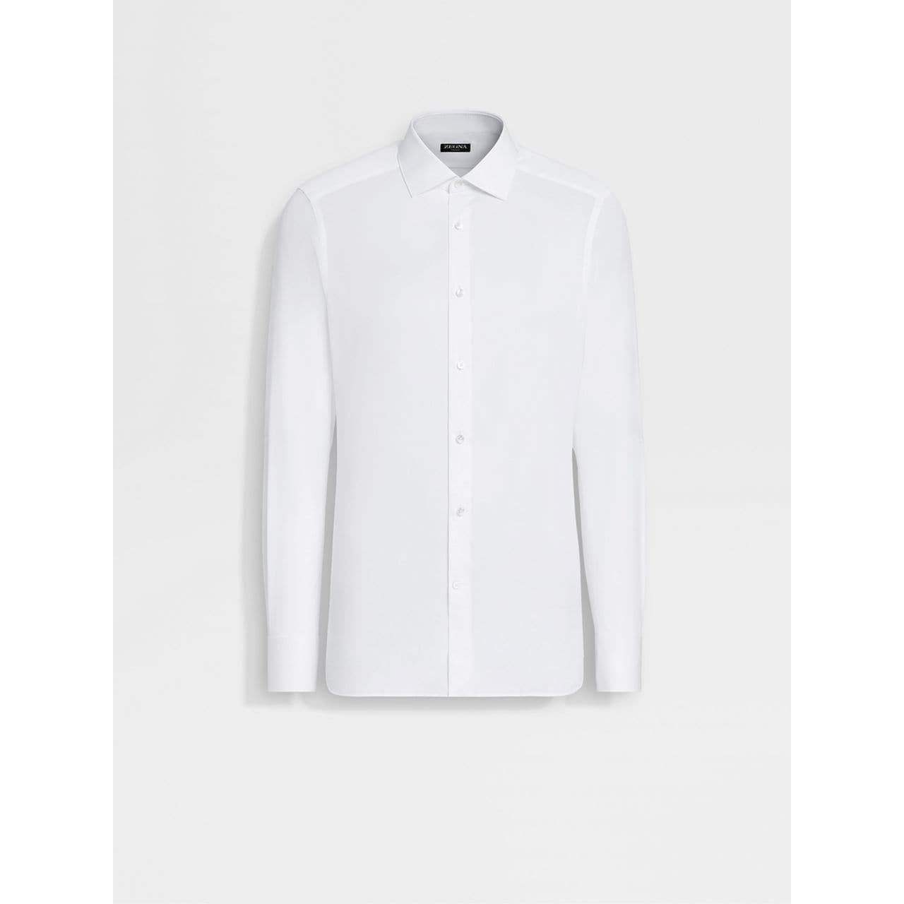 ZEGNA WHITE STRUCTURED MICRO-STRIPED TRECAPI COTTON SHIRT