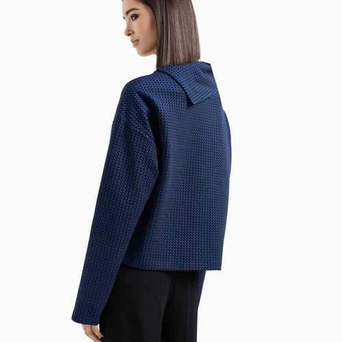 Load image into Gallery viewer, EMPORIO ARMANI Jumper with a large turned-up collar in viscose jacquard jersey
