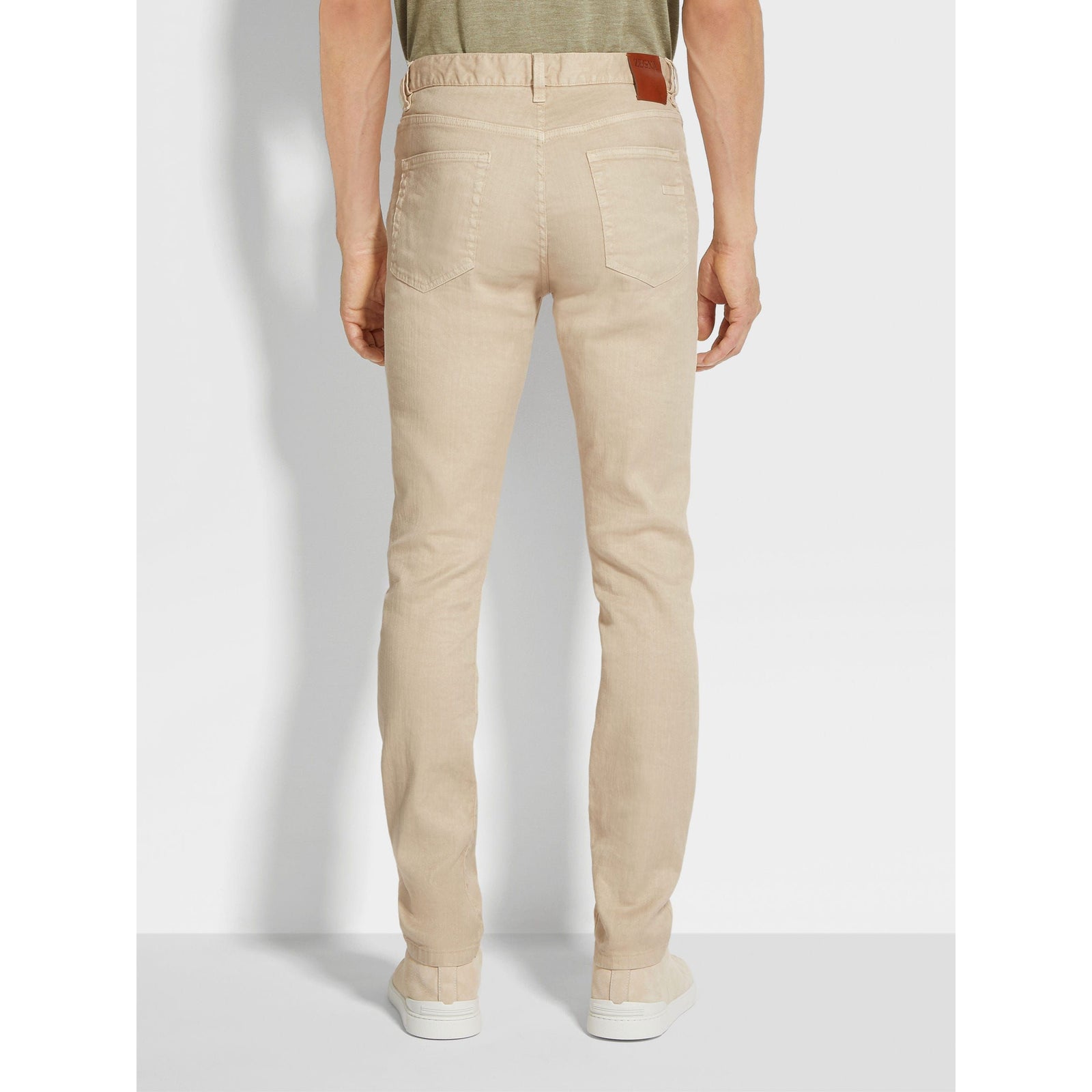 ZEGNA LIGHT BEIGE STRETCH LINEN AND COTTON ROCCIA JEANS