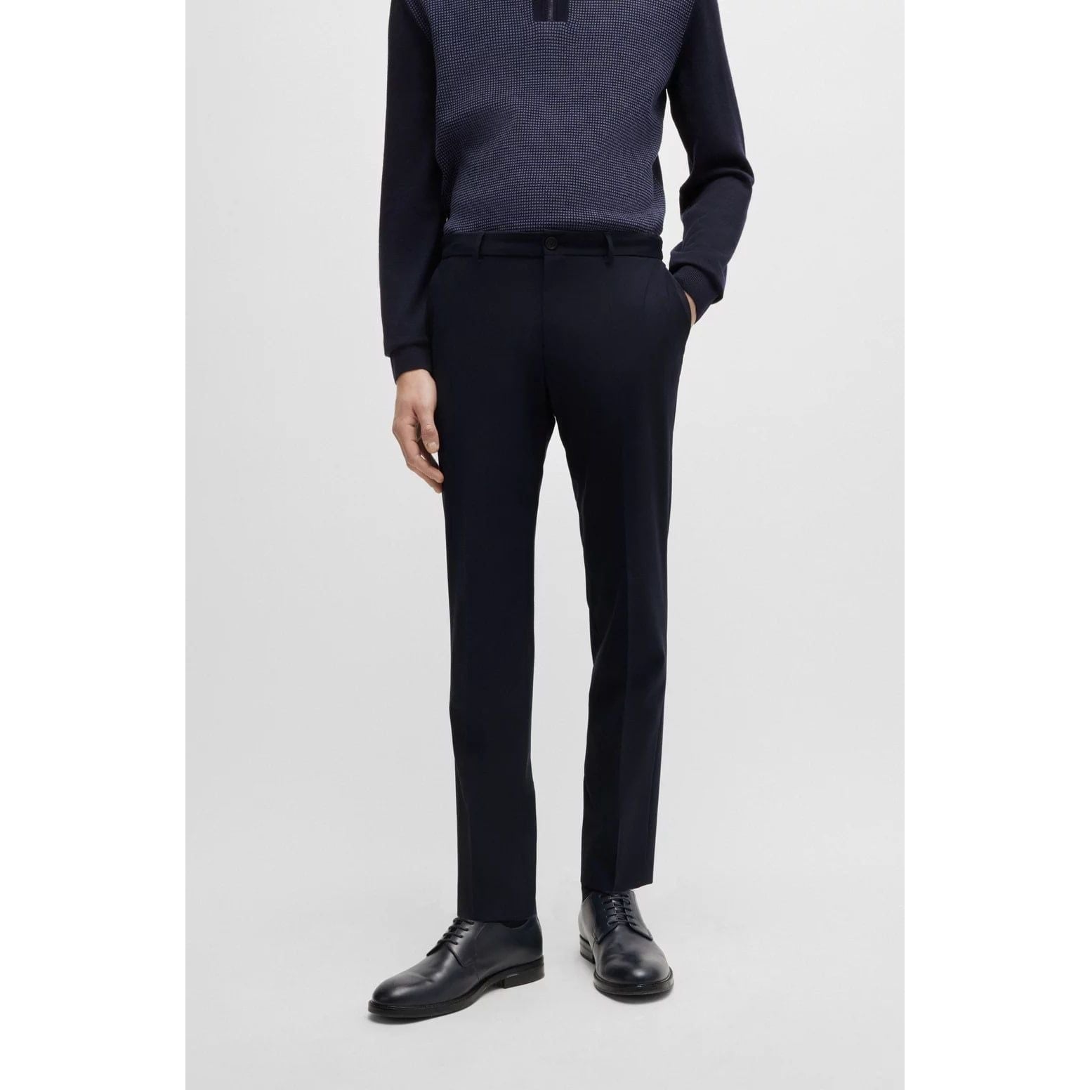 BOSS MODERN-FIT TROUSERS IN A PERFORMANCE-STRETCH WOOL BLEND