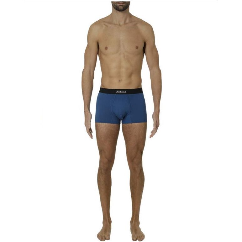 ZEGNA FIORDO BLUE STRETCH COTTON TRUNKS