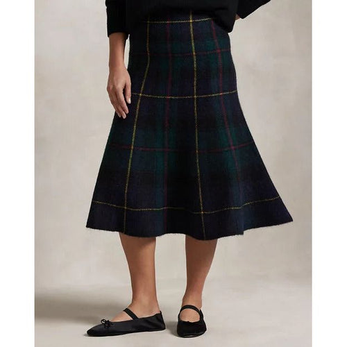 Load image into Gallery viewer, RALPH LAUREN Plaid Alpaca-Blend Flared Skirt
