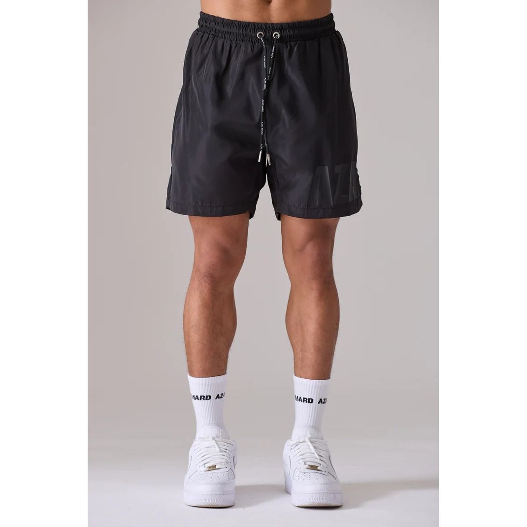 AZAT MARD BLACK/BLACK IMPACT LOGO SWIM SHORTS