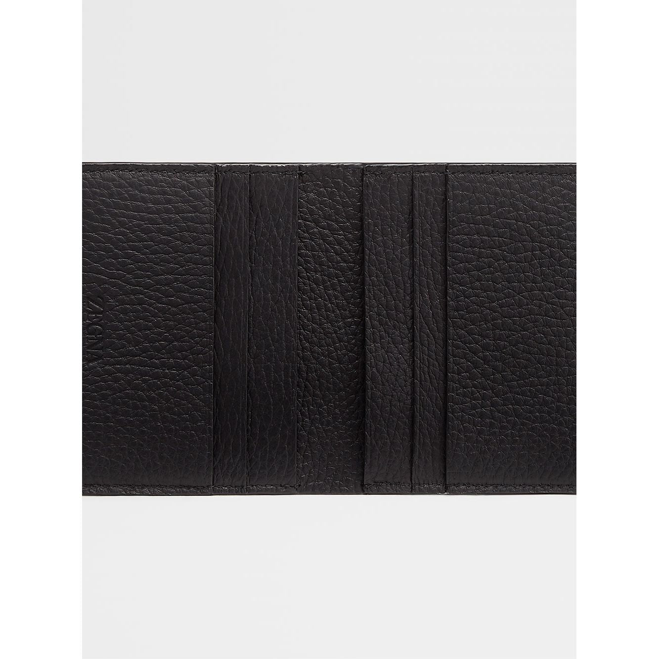 ZEGNA BLACK DEERSKIN FOLDABLE CARD CASE