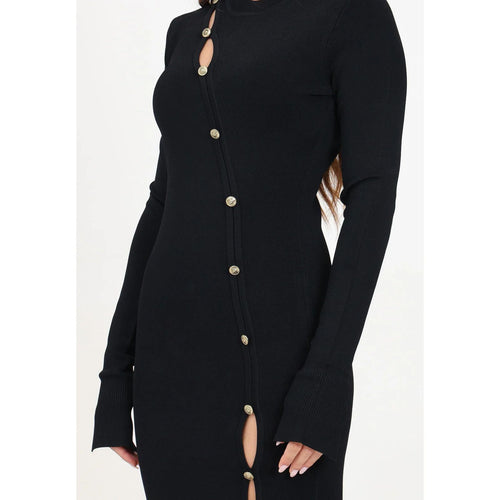 Load image into Gallery viewer, VERSACE JEANS COUTURE Black Midi Dress with Cut-Out Details and Buttons
