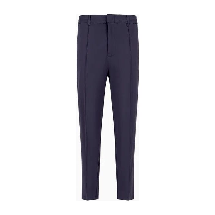 EMPORIO ARMANI TRAVEL ESSENTIALS TROUSERS IN A VISCOSE JERSEY BLEND WITH RIBS AND ELASTICATED WAIST