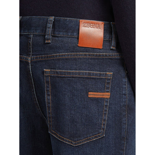 Load image into Gallery viewer, ZEGNA Dark Blue Stone-washed Cotton Roccia Jeans
