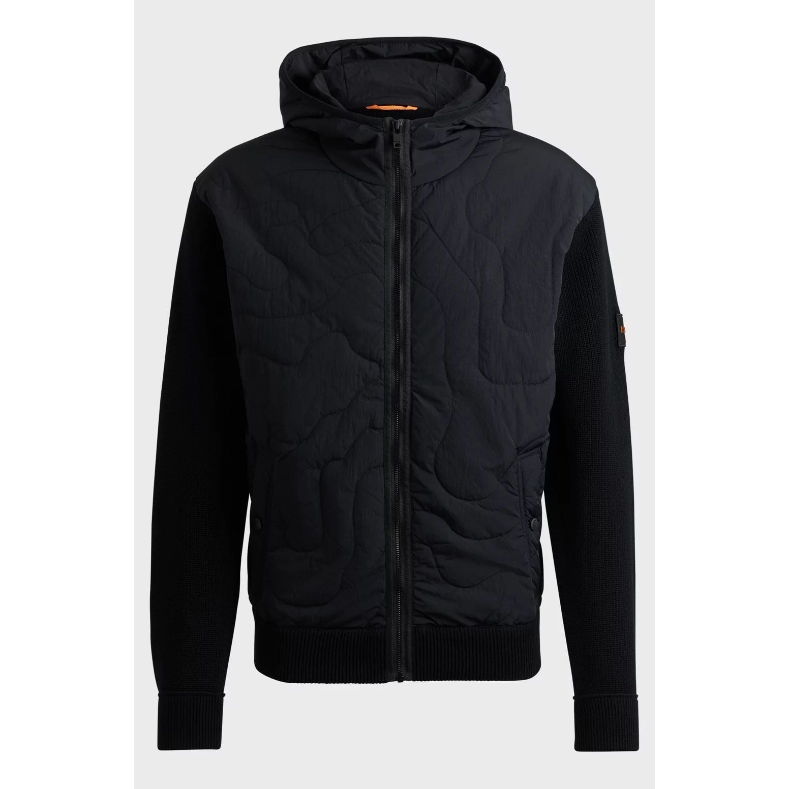 BOSS RELAXED-FIT PADDED JACKET IN MIXED MATERIALS