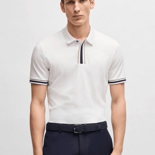 Load image into Gallery viewer, BOSS Interlock-cotton polo shirt with contrast tipping
