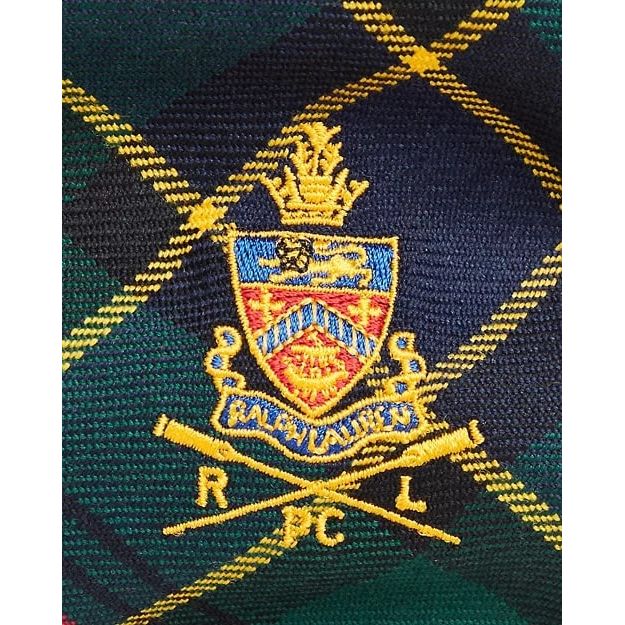 RALPH LAUREN Crest-Embroidered Tartan Wool Tie