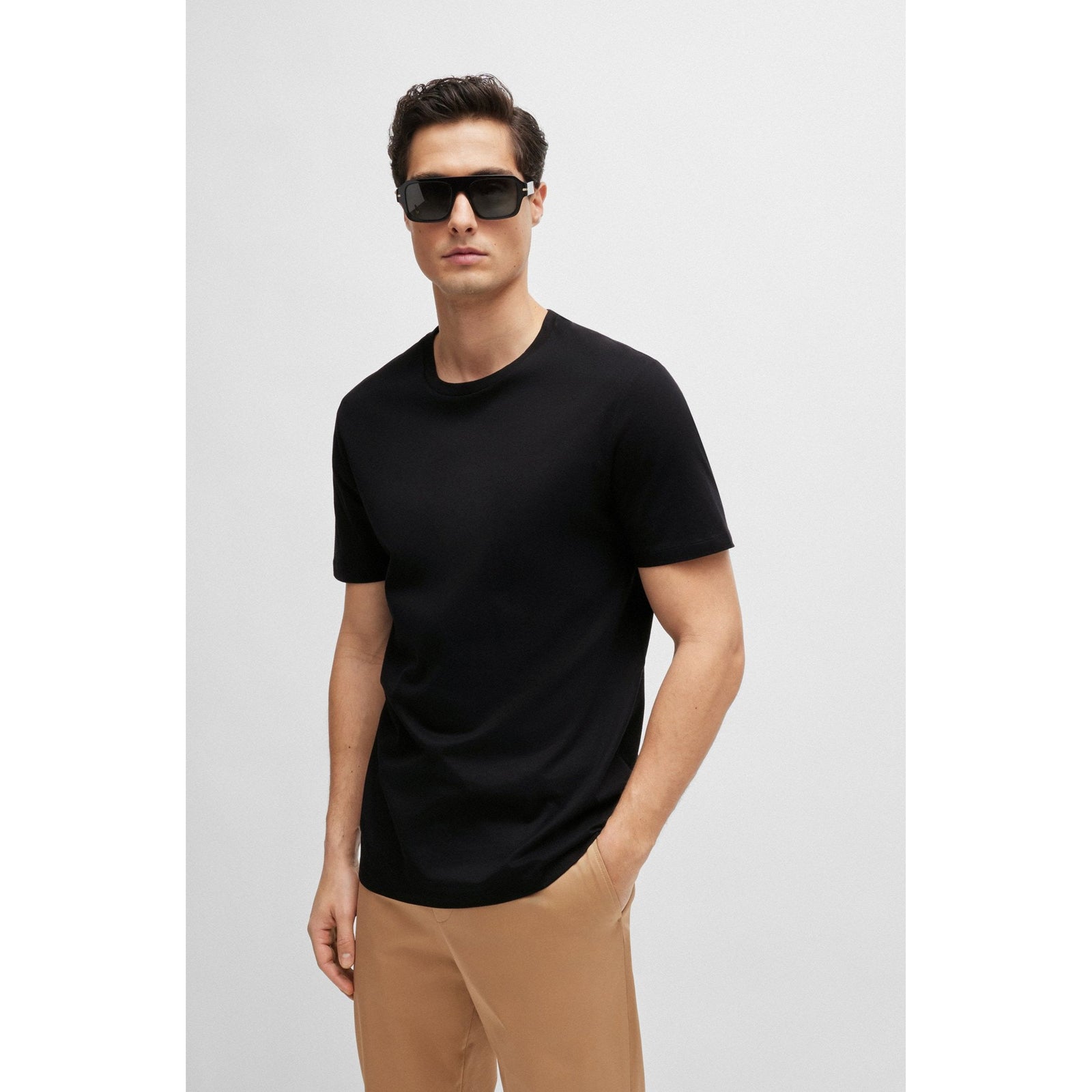 BOSS SLIM-FIT SHORT-SLEEVED T-SHIRT IN MERCERIZED COTTON