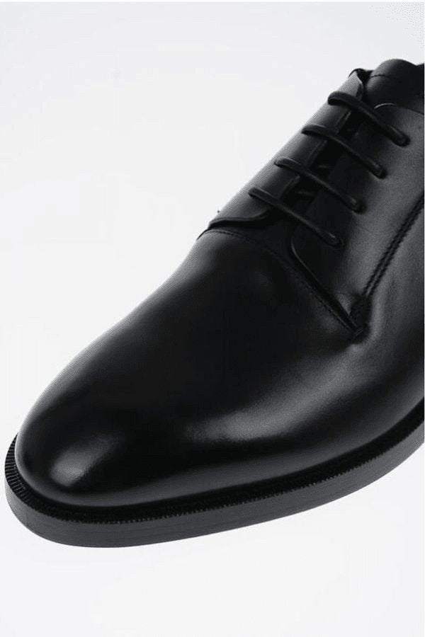 ZEGNA BLACK LEATHER TORINO DERBY SHOES