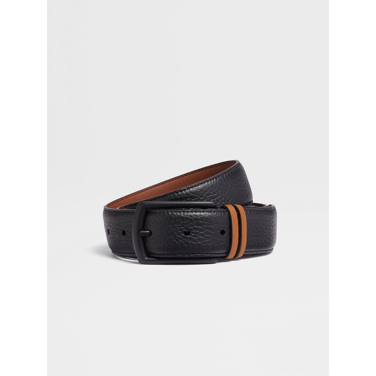 ZEGNA BLACK LEATHER BELT