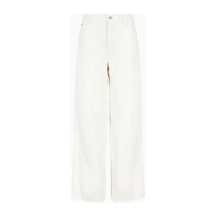 EMPORIO ARMANI J1C MEDIUM-HIGH RISE, WIDE-LEG JEANS IN COTTON DRILL WITH EMBROIDERY - Yooto