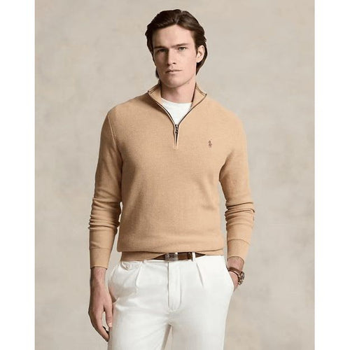 Load image into Gallery viewer, RALPH LAUREN Mesh-Knit Cotton Quarter-Zip Jumper
