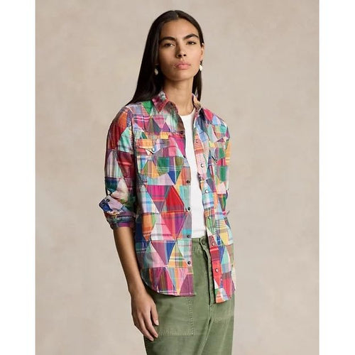 Load image into Gallery viewer, POLO RALPH LAUREN PLAID PATCHWORK COTTON WESTERN SHIRT - Yooto
