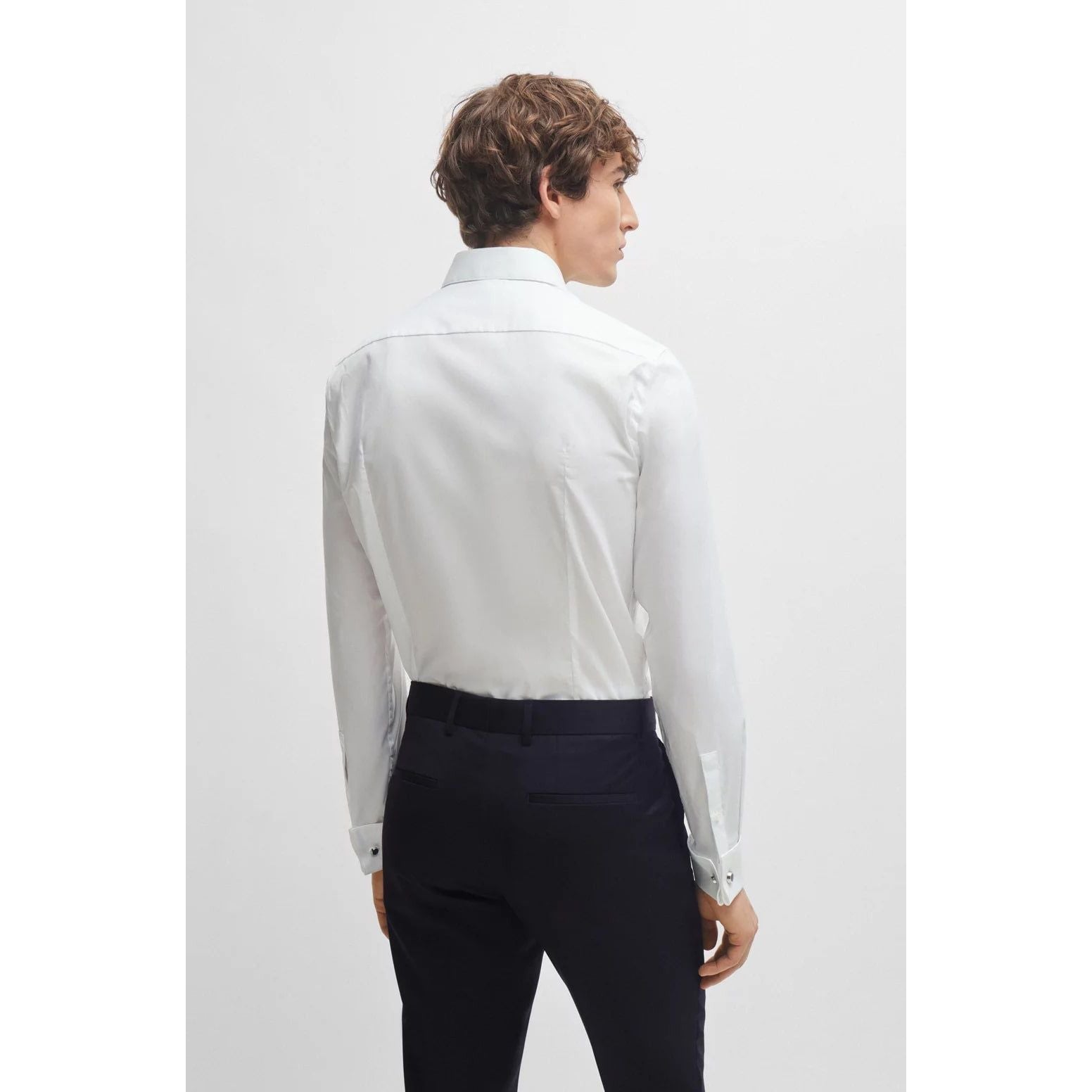 BOSS SLIM-FIT SHIRT IN EASY-IRON STRETCH-COTTON POPLIN