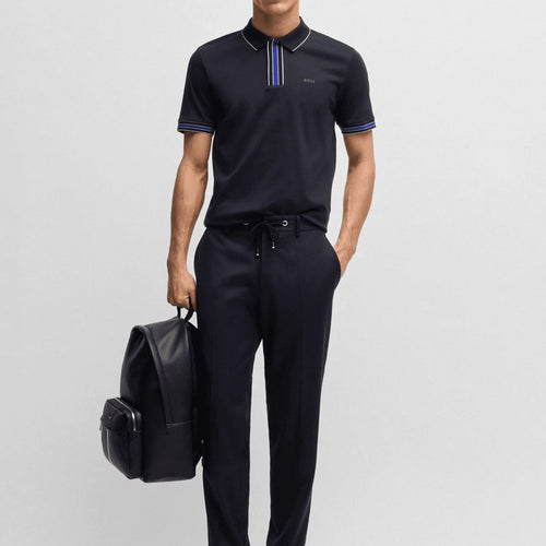 Load image into Gallery viewer, BOSS Interlock-cotton polo shirt with contrast tipping
