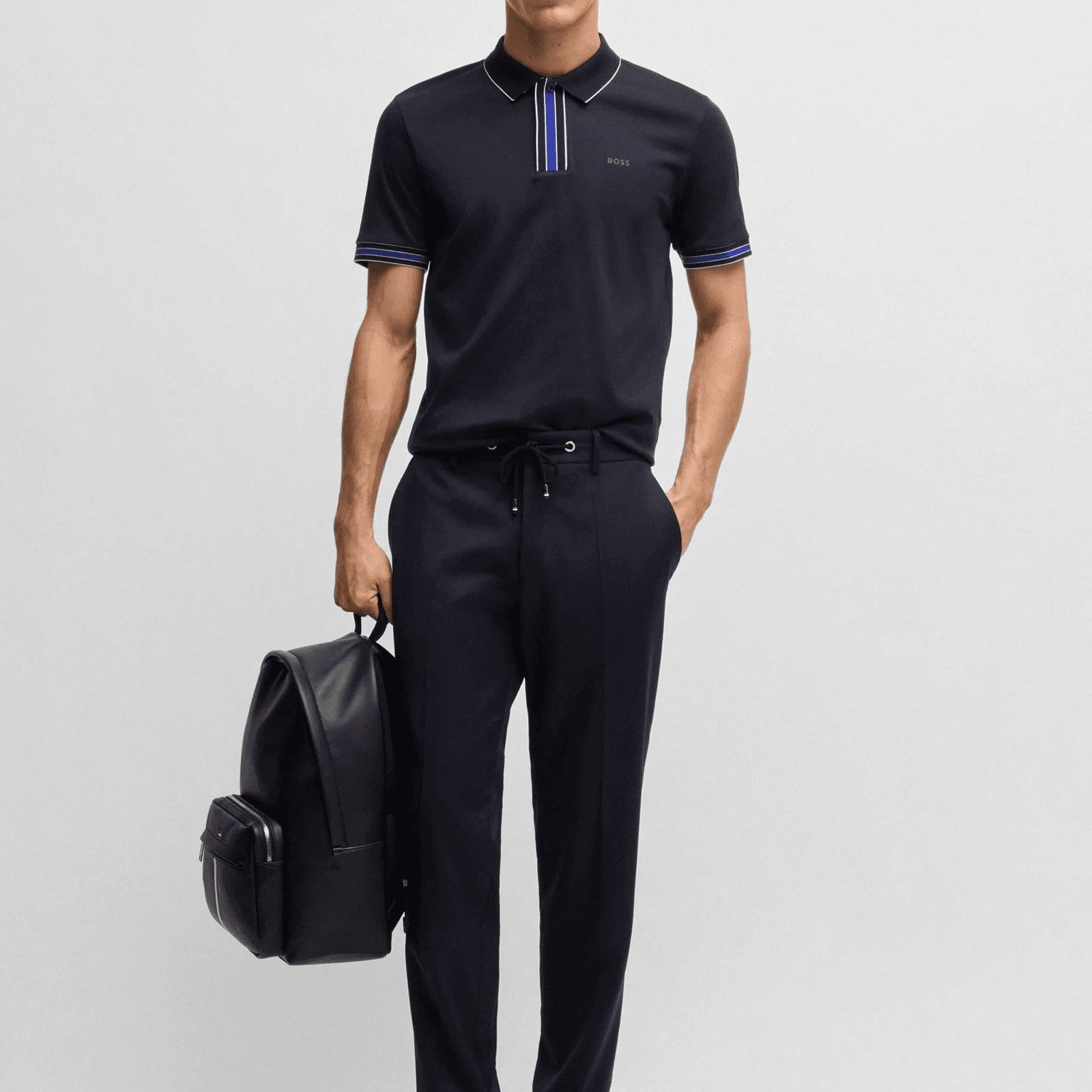 BOSS Interlock-cotton polo shirt with contrast tipping