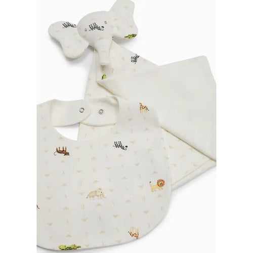 Load image into Gallery viewer, EMPORIO ARMANI KIDS SAVANNAH PRINT JERSEY BABY COMFORTER AND BIB GIFT SET
