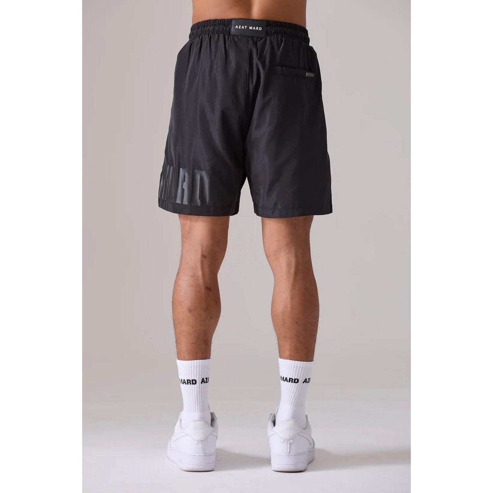 AZAT MARD BLACK/BLACK IMPACT LOGO SWIM SHORTS