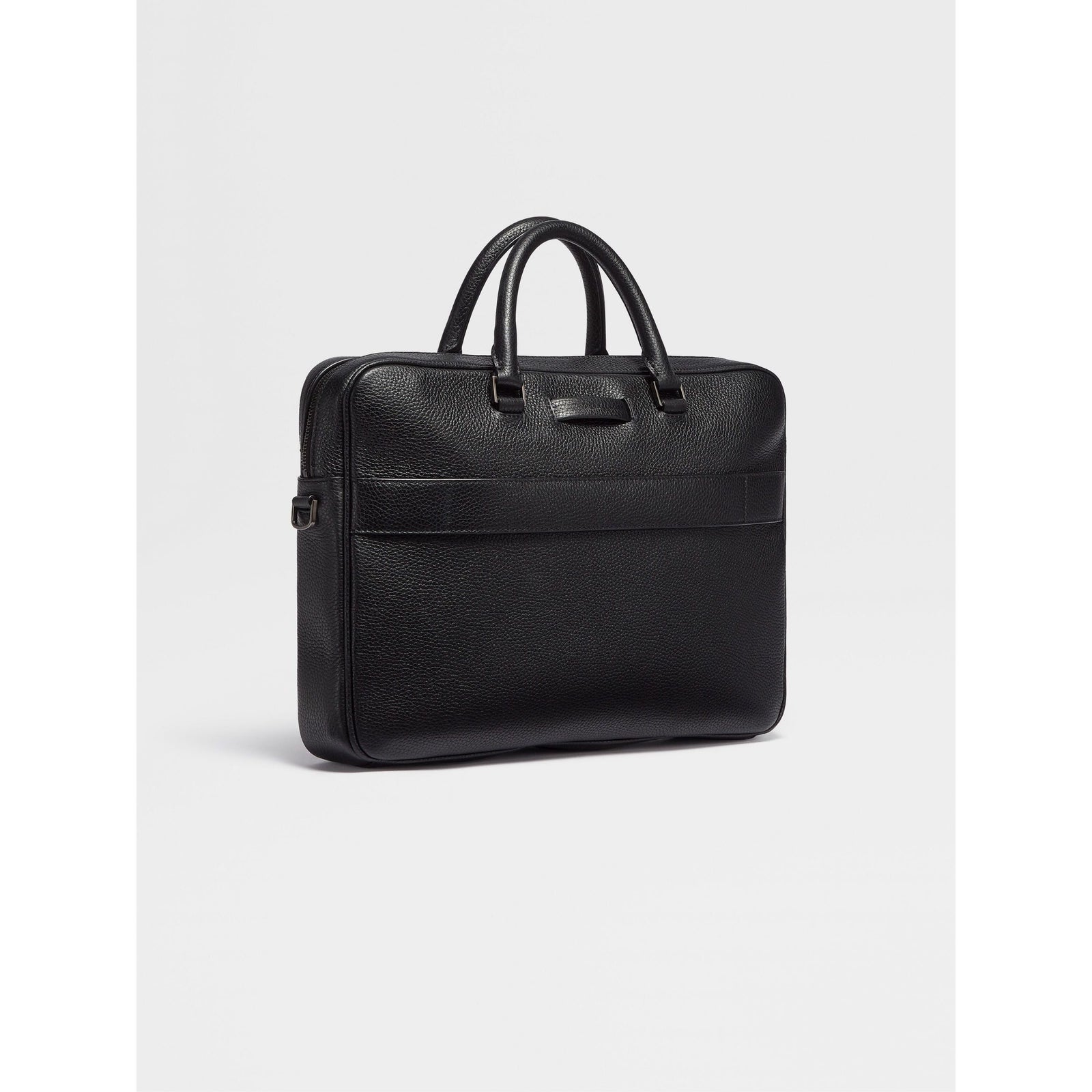 ZEGNA BLACK LEATHER EDGY BUSINESS BAG