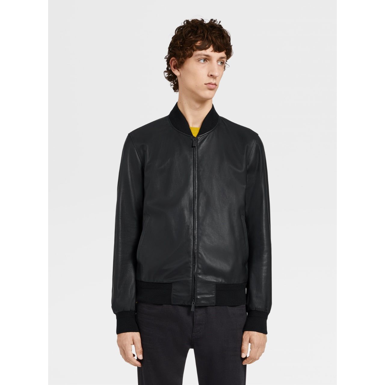 Lambskin Nappa Zip Up Short Jacket