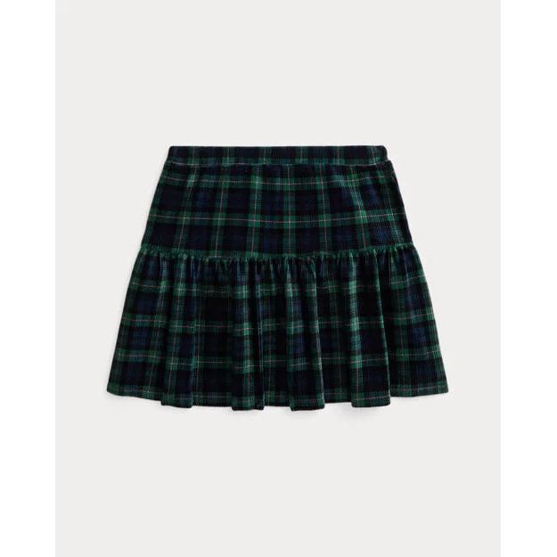 RALPH LAUREN Plaid Tiered Corduroy Skirt