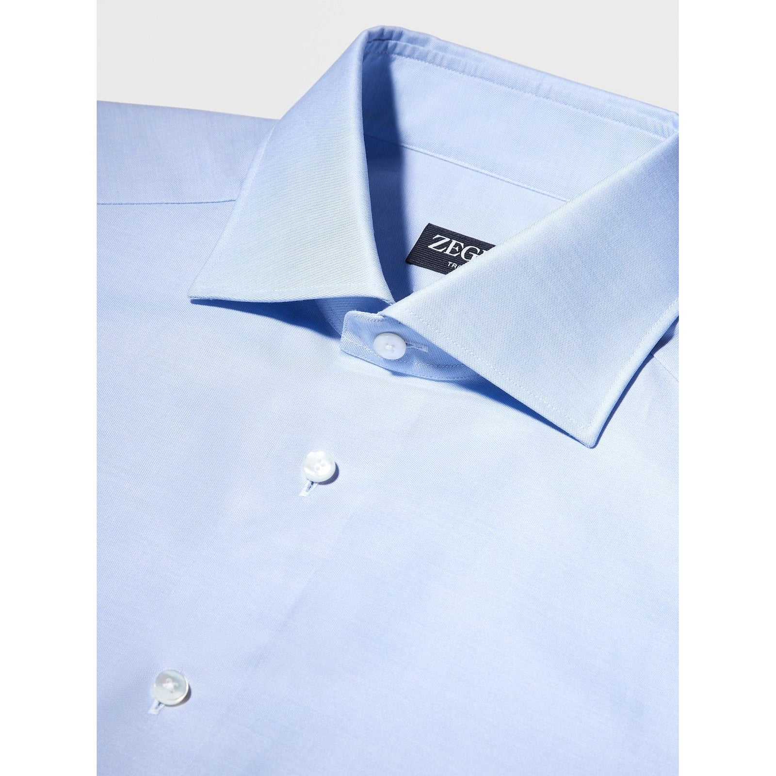 ZEGNA Light Blue Trofeo™ Cotton Long-sleeve Tailoring Shirt