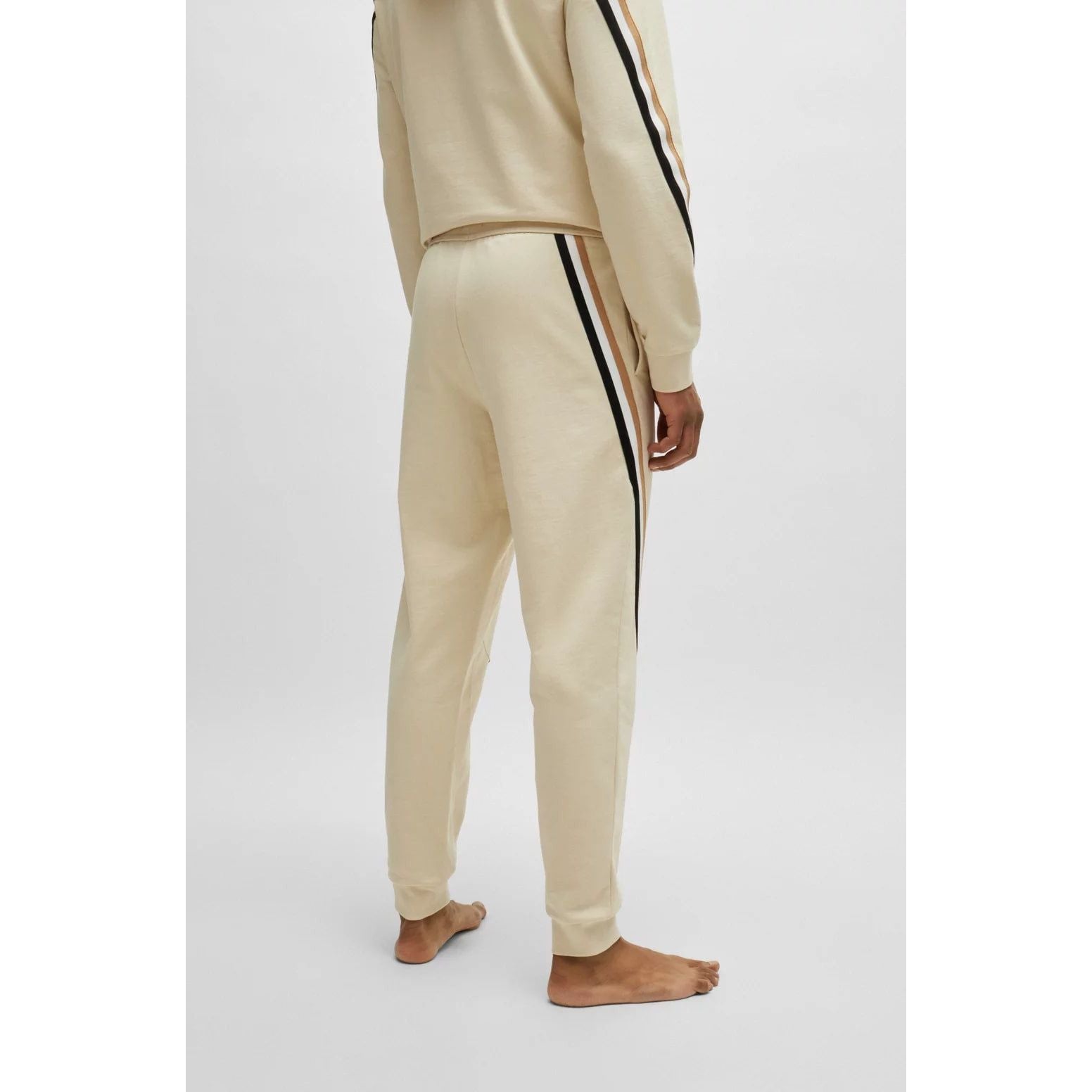 BOSS COTTON-TERRY TRACKSUIT BOTTOMS WITH SIGNATURE-STRIPE TAPE