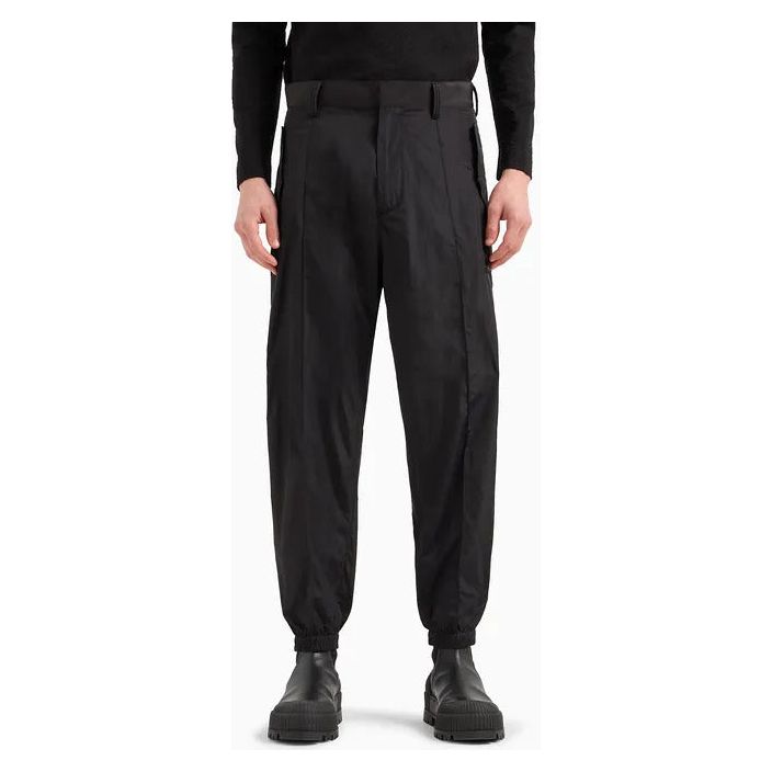 EMPORIO ARMANI LIGHTWEIGHT NYLON TROUSERS WITH STRETCH ANKLE CUFFS - Yooto