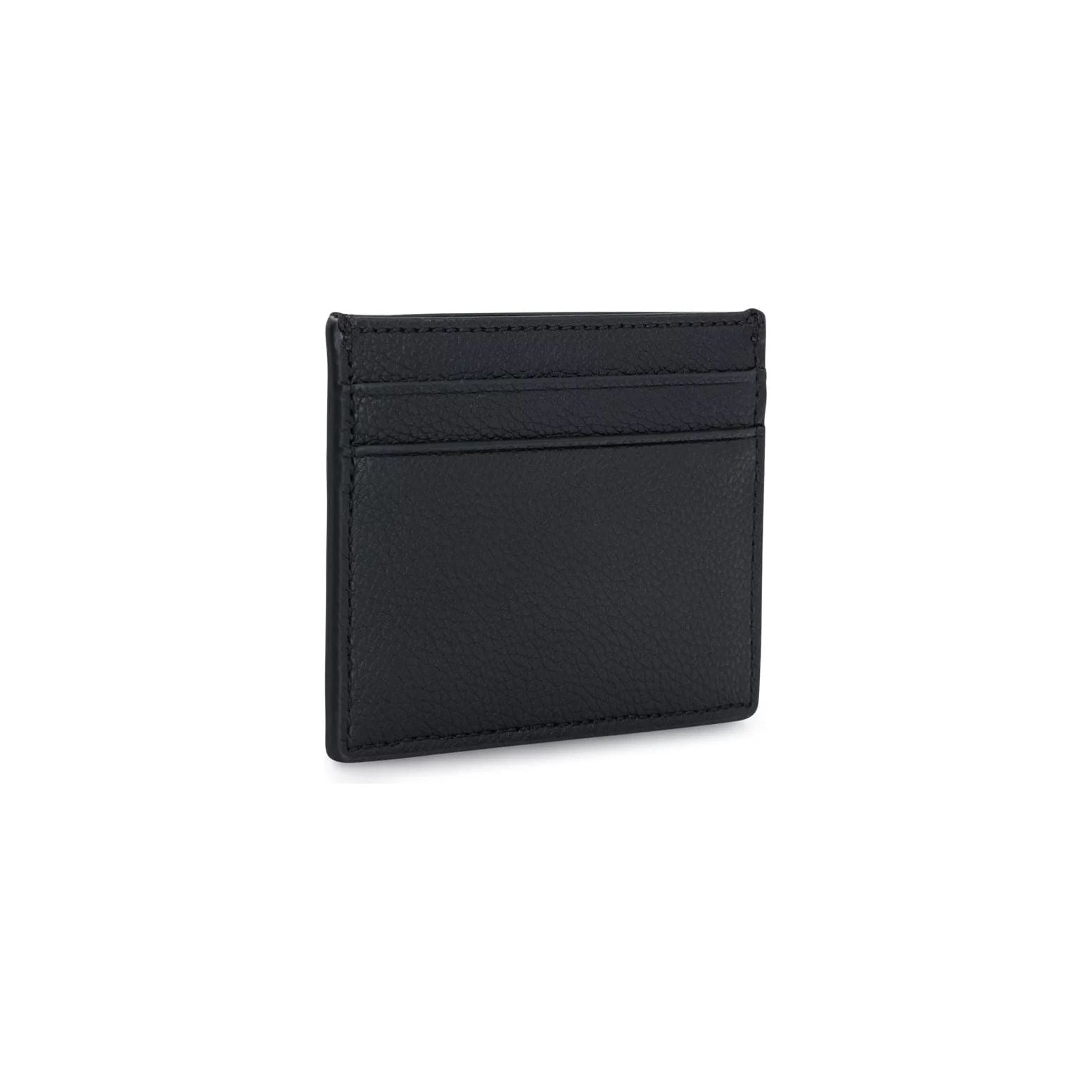 BOSS SIGNATURE-STRIPE CARD HOLDER IN GRAINED FAUX LEATHER