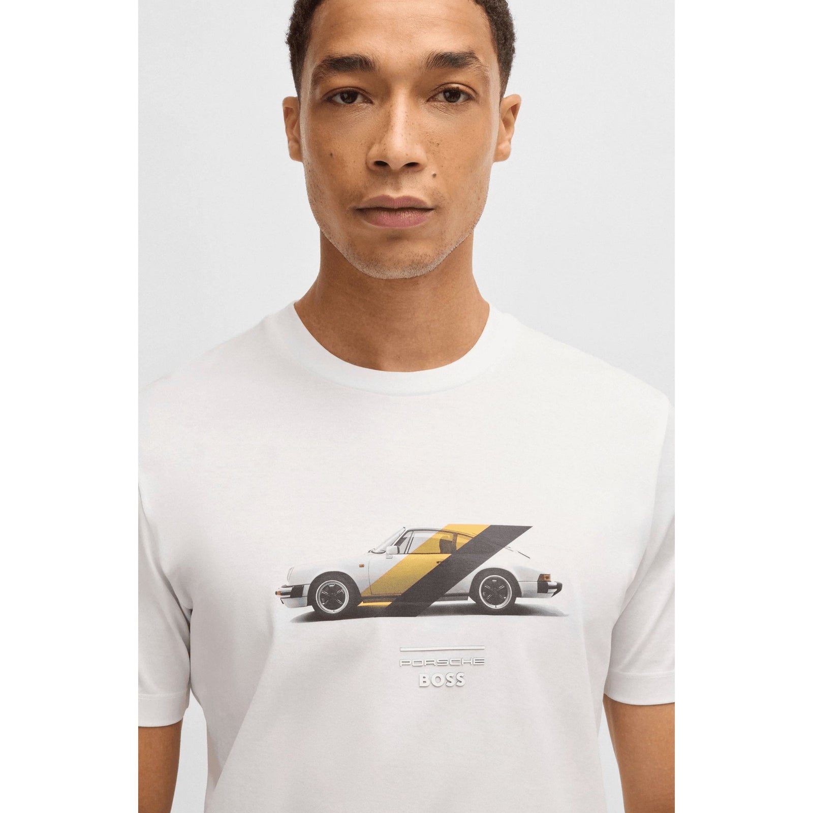 BOSS Porsche x BOSS mercerised-cotton T-shirt with collaborative branding