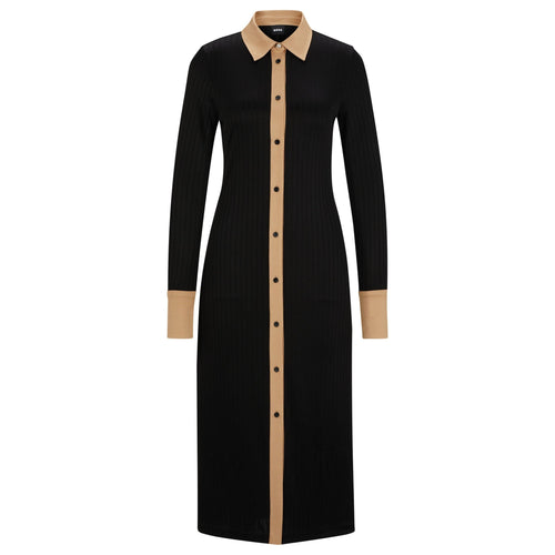 Load image into Gallery viewer, BOSS LONG SHIRT-STYLE DRESS IN RIBBED JERSEY - Yooto
