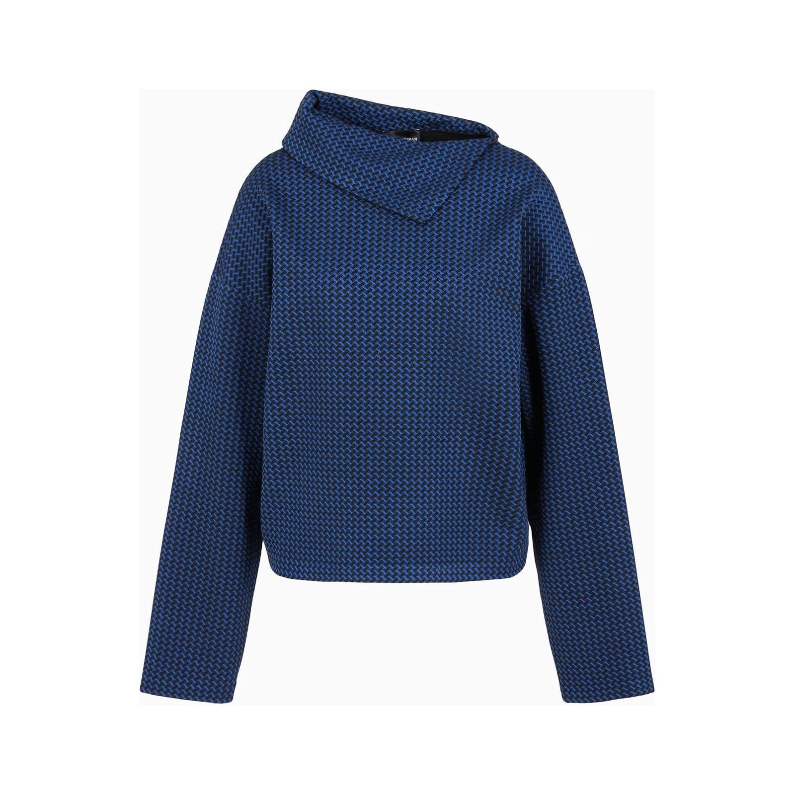 EMPORIO ARMANI Jumper with a large turned-up collar in viscose jacquard jersey