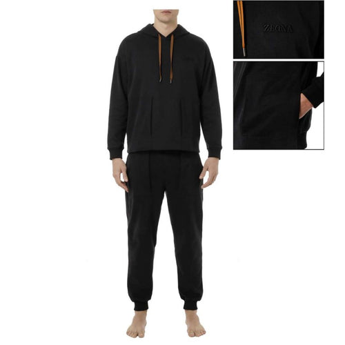 Load image into Gallery viewer, ZEGNA BLACK COTTON HOODED SWEATSHIRT
