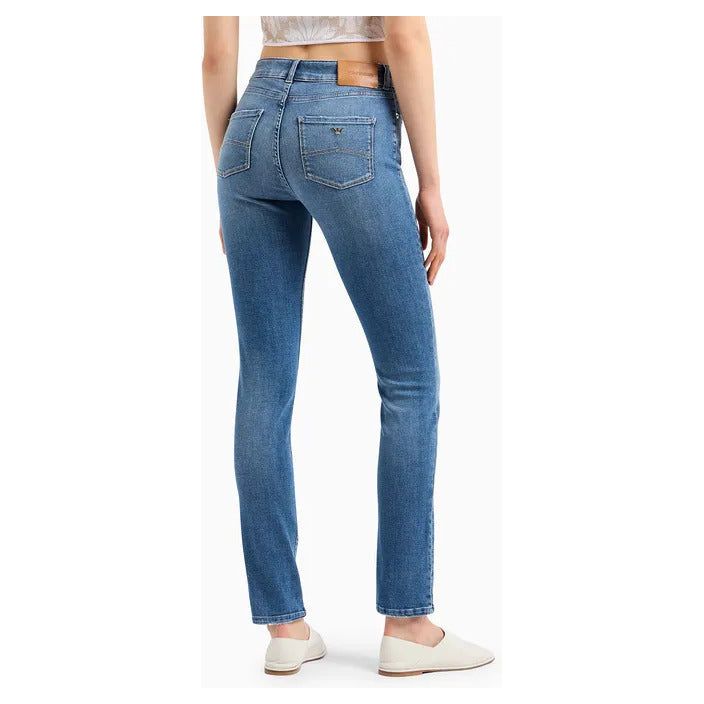 EMPORIO ARMANI J18 HIGH-RISE, SKINNY-LEG JEANS IN A WORN-LOOK DENIM - Yooto