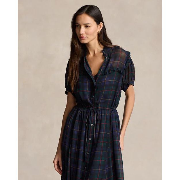 RALPH LAUREN Ruffle-Trim Plaid Dress