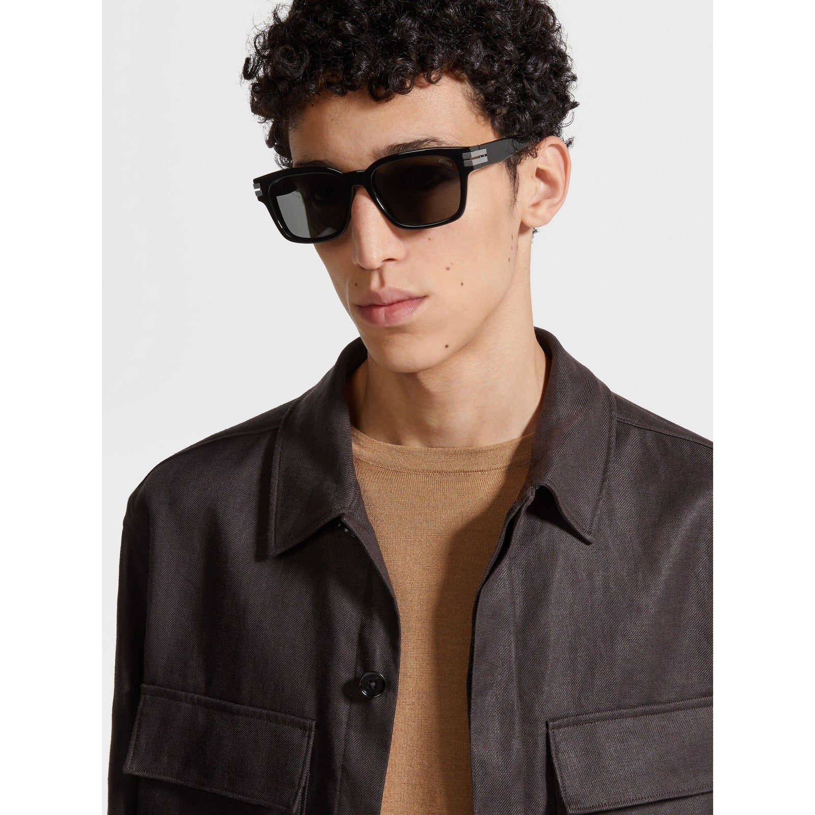 ZEGNA BLACK ACETATE SUNGLASSES