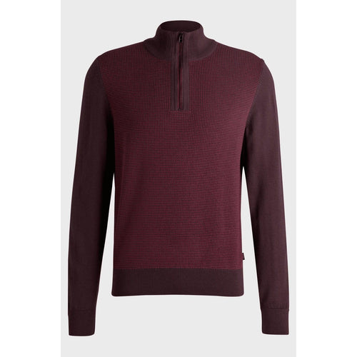 Load image into Gallery viewer, BOSS VIRGIN-WOOL ZIP-NECK SWEATER WITH MIXED STRUCTURES
