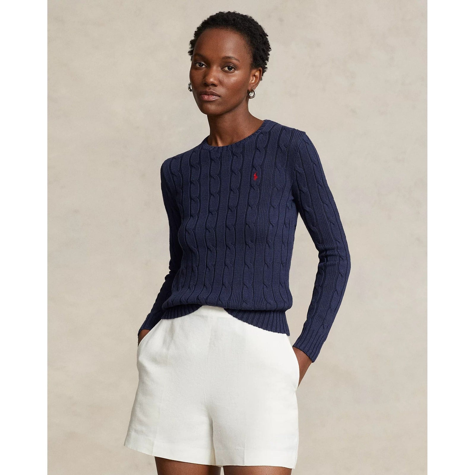 RALPH LAUREN Cable-Knit Cotton Crewneck Jumper