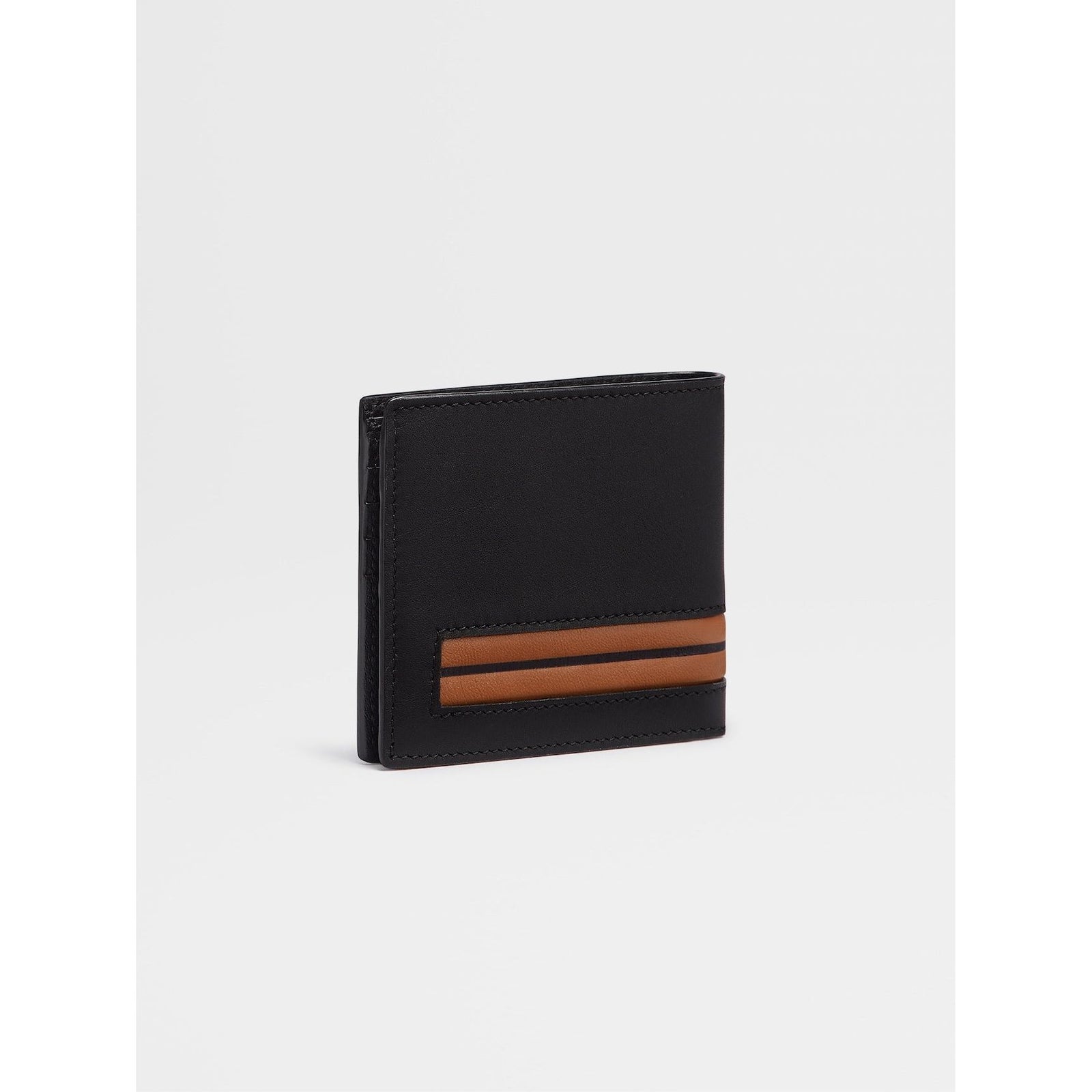 ZEGNA Black Smooth Leather Billfold 8cc Wallet