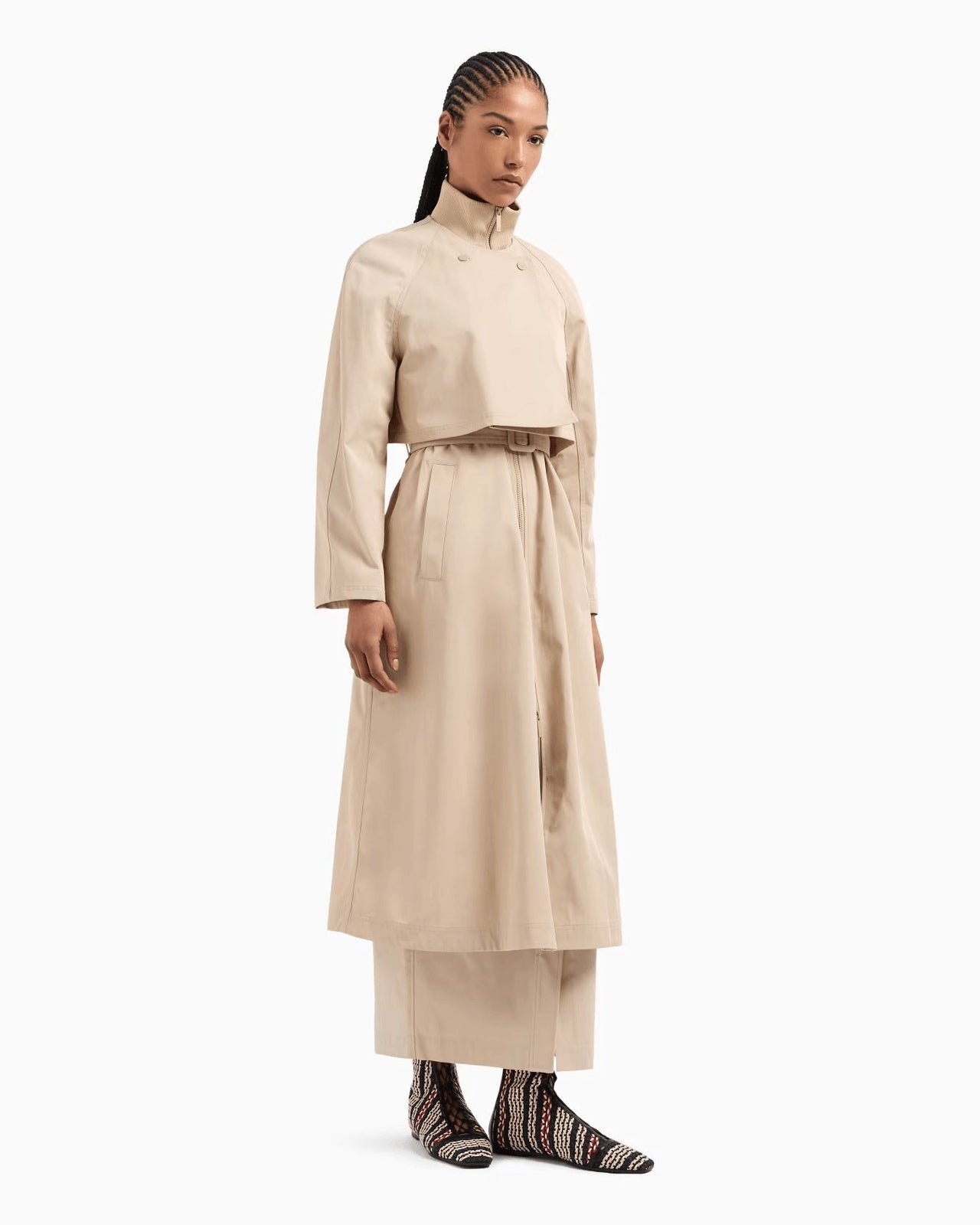 EMPORIO ARMANI Two-in-one trench coat in water-repellent technical cotton